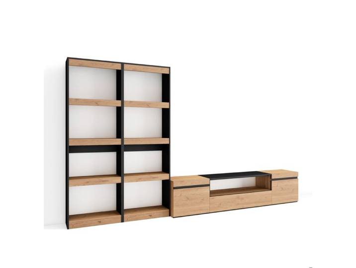 Ensemble Meuble TV Meuble Salon Complet 320x35x186cm Pour les TV jusqu'à 80  Chêne RF2601