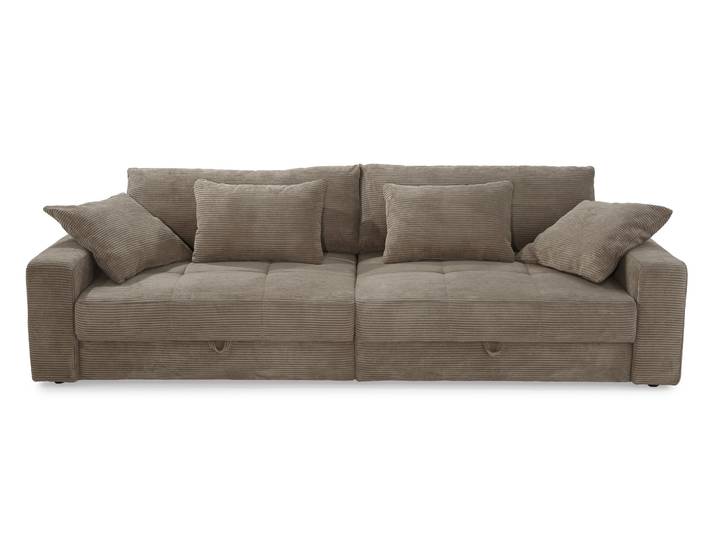 Big-Sofa 284 cm breit Wellenunterfederung Lounge-Couch Stauraum Cord Braun Taupe / 15264
