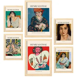 POSTER Set Mit 6 Henri Matisse Sammlung A3 & A4 Rahmen Aus Hellem Holz