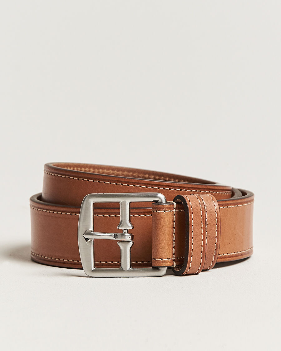 Anderson's Bridle Stiched 3,5 cm Leather Belt Tan men 80 Brun