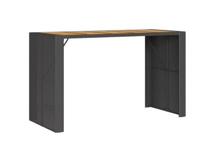POUFGDR Bartisch Garten Akazie Schwarz 185 x 80 x 110 cm Langlebiges Polyrattan, beschichteter Stahlrahmen, robuste Holzoberfläche, für Terrasse