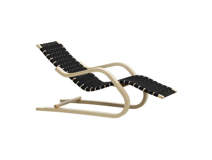 ARTEK fauteuil LOUNGE CHAIR 43 (Sangles noir/noir - Bois de bouleau lamellé-collé cintré)