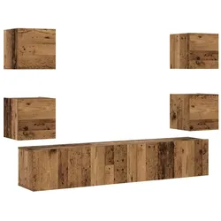 Helloshop26 - 6er Set moderne Wand-TV-Möbel Stauraum 80 x 30 x 30 cm schlichtes Design Holzwerkstoff Altholz