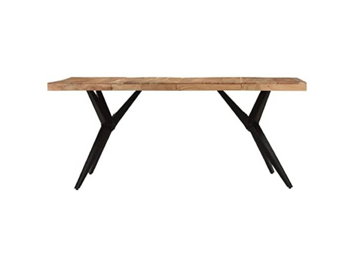KGHERMDF Esstisch Schwarz 180x90x77 cm Massivholz Akazie Industrie-Stil, Pulverbeschichtetes Eisengestell, Robust, Langlebig, Esszimmertisch