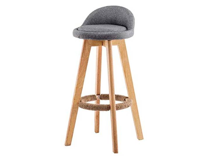TRGCJGH Massivholz 360 ° Spin Barhocker Hochhocker Bogen Rückenlehne Hanf Seil Fußstütze Für Freizeit Bar Bistro Home Cafe,63cm