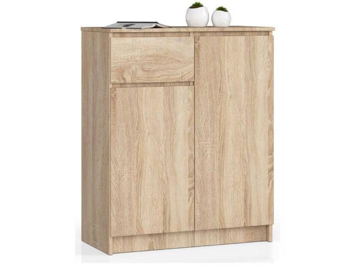 Commode AKORD K80 Chêne Sonoma 80 cm 2 portes 1 tiroir façade Chêne Sonoma 4 étagères 80x40x99 cm