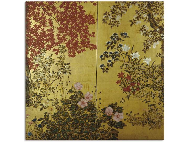 Wandbild ARTLAND Japanischer Wandschirm 18. Jahrhundert , bunt (farbe bild(er): bunt), B:30cm H:30cm, Bilder, Wandbild, als Leinwandbild, Poster in verschied. Grössen