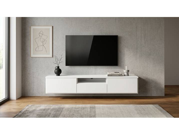 Stylishes Hängesideboard nach Maß MDF Beschichtet MDF Weiß matt
