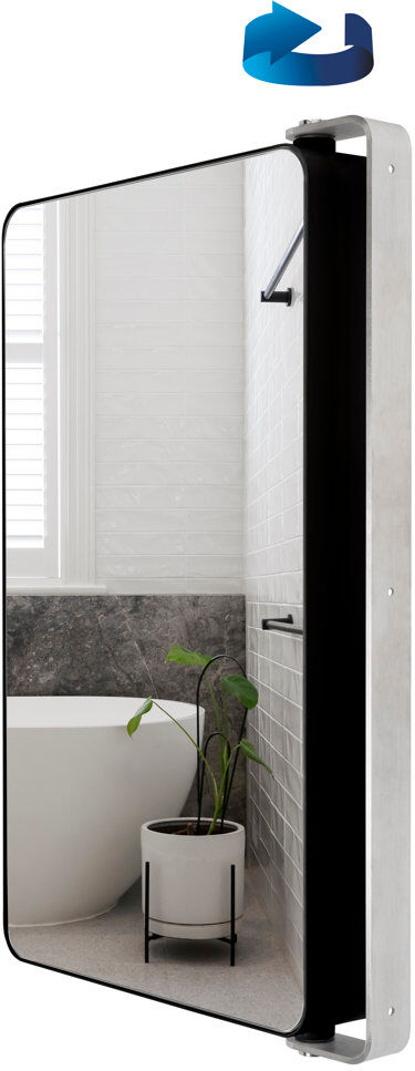 Croydex Arun 63 x 35cm Pivoting Matt Black Bathroom Cabinet - Pre-Assembled Matte Black 24.88mm H