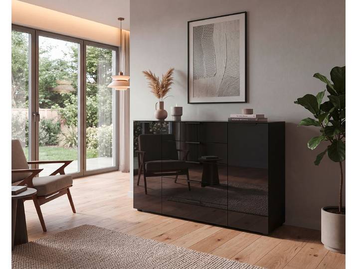 Sideboard Flipp Glas Typ A 160cm Schwarz/Schwarz