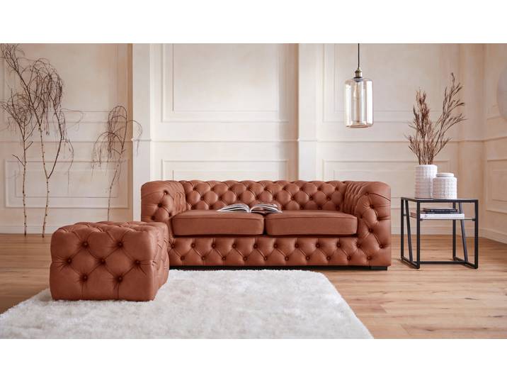Chesterfield-Sofa HOME AFFAIRE Kalina , braun (cognac), B:190cm H:67cm T:98cm, Sofas, mit klassischer Chesterfield-Knopfheftung