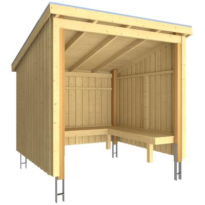 Gartenhaus PLUS "Nordic", beige (natur), Holzwerkstoff, Gartenhäuser, Gartenhaus, Grillhütte - 5 m², inkl. Dachpappe/Aluleisten/H-Füße