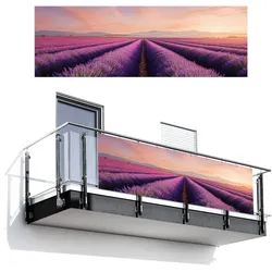 BALKON-SICHTSCHUTZ Lavendelfeld - Sonnenuntergang - Lila - Blumen Windschutz 300x100 cm