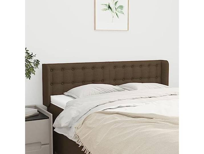 KTHLBRH Kopfteil in Dunkelbraun, aus klassischem Stoff, mit Beinen aus massivem Lärchenholz, höhenverstellbar, zur Unterstützung des Rückens, elegantes Design und Material