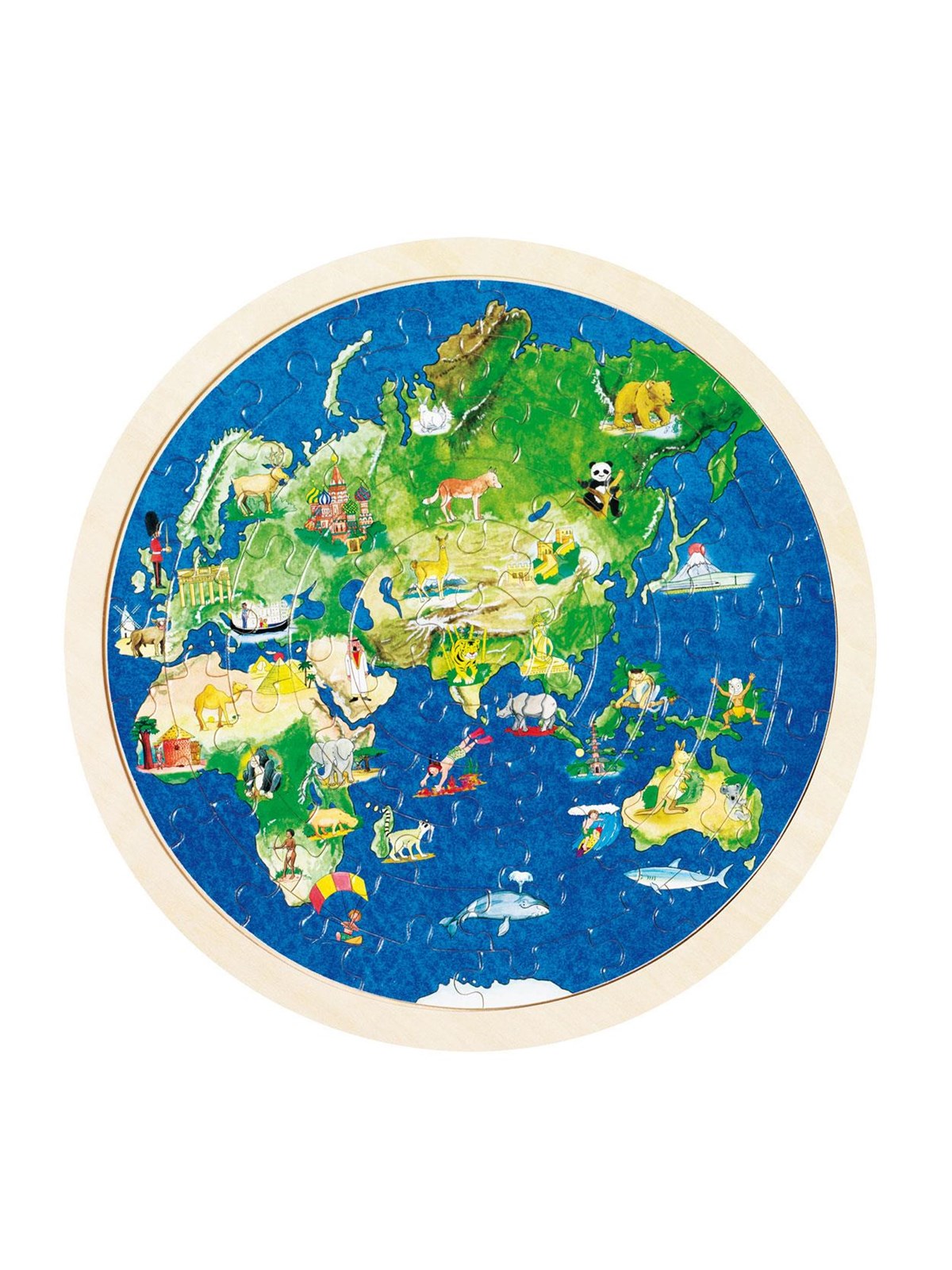 Goki Double Sided Wooden Puzzle - Globe 57pcs. Holz
