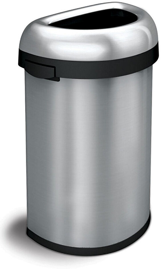 Offener Abfalleimer, Volumen 60 l, BxHxT 470 x 760 x 333 mm, halbrund simplehuman