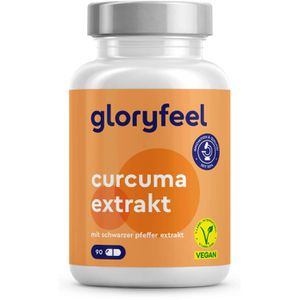 gloryfeel Curcumin Curcuma Extrakt, 90 Kapseln, Kurkuma Pulver + Schwarzer Pfeffer Extrakt, je 17.000 mg