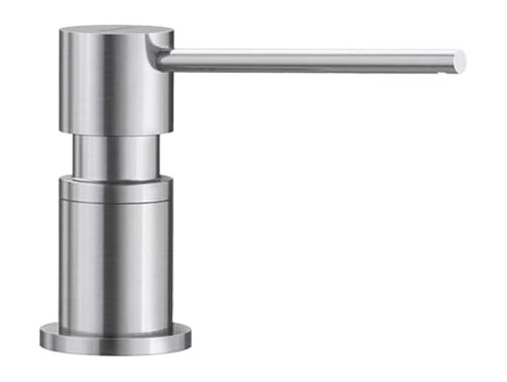 BLANCO LATO Spülmittelspender in PVD steel Passend zu allen BLANCO-Küchenarmaturen Bequem von oben zu befüllen Spüli Seifenspender 35 mm Lochbohrung Flascheninhalt 300 ml Ø 4,5 cm