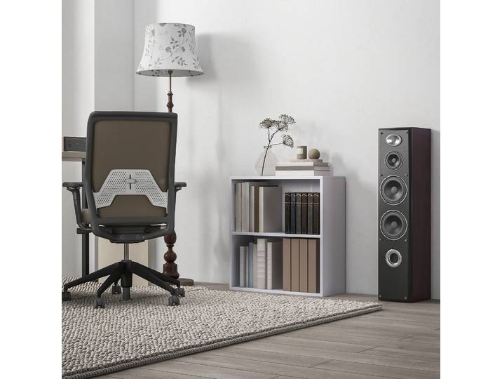 HOMCOM Bibliothèque Blanche 2 Compartiments 60x24x63 cm
