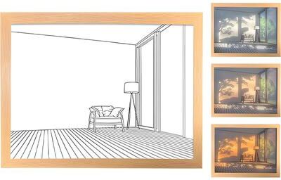 Youfap Market Luminous Decorative LED Wall Lamp, USB Plug Dimmable Wooden Artwork, Sunlight Photo Table Lamp For Indoor Decor empty Room