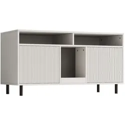 Merax Haustierfreundliche Kommode mit Katzentoiletten-Schrank, integrierte Sandauffangmatte, Sideboard / TV-Schrank, 120x50x66 cm, Weiß