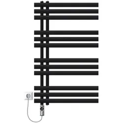 LuxeBath Badheizkörper Iron EM 600×1000 mm Schwarz matt, Heizstab Chrom 300W, Thermostat Digitalanzeige, Elektro Paneelheizkörper