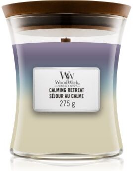 Woodwick Trilogy Calming Retreat vela perfumada com pavio de madeira 275 g. Trilogy Calming Retreat