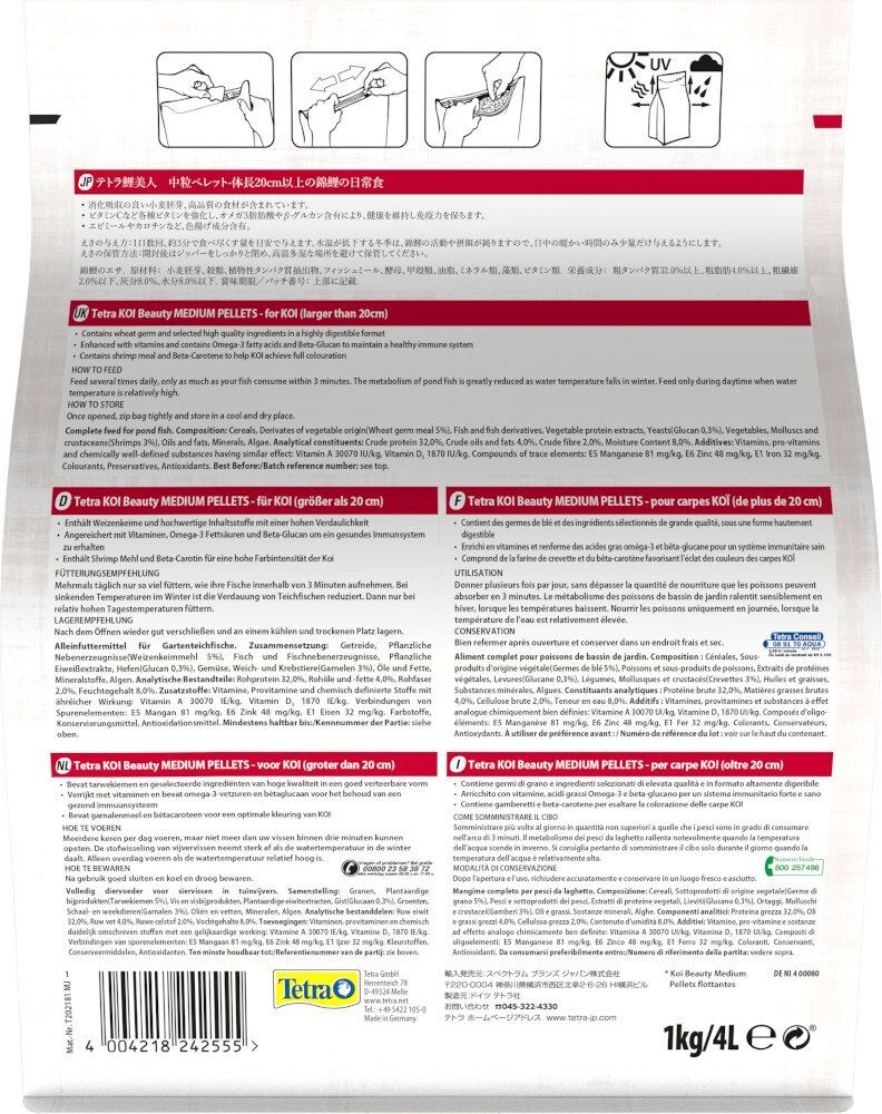 Tetra Koi Beauty Medium 4 L Mangime in Pellet per Carpe Koi