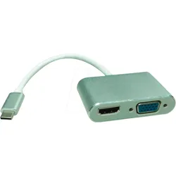ROLINE 12033215 - Adapter USB-C > VGA, HDMI, silber