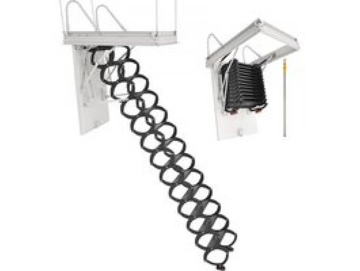 VEVOR Dachbodenleiter, Tragkraft 299,4 kg, passend für Deckenhöhen von 3,2-3,35 m und Öffnungsgröße von 1000,76x698,5 mm, ausziehbare Deckentreppe aus legiertem Stahl mit Zugstange für Dachboden