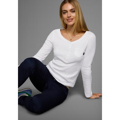 Langarmshirt ARIZONA, Damen, Gr. 40/42, weiß, Obermaterial: 100% Baumwolle, unifarben, Basic, sehr figurbetont, Rundhals, ohne Bündchen, Shirts Langarmshirt, sehr figurbetonter Schnitt, unifarben, Rundhalsausschnitt