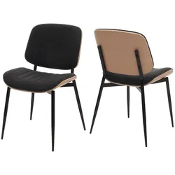 Mendler 2er-Set Esszimmerstuhl HWC-O44, Küchenstuhl Stuhl, Bugholz Stoff (370g/m2) Öko-Tex FSC® ~ natur, dunkelgrau