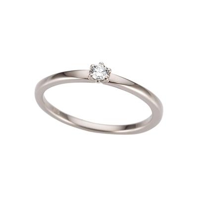Solitärring FIRETTI "Schmuck Geschenk Gold 333 Damenring Verlobungsring Goldring Solitär" Gr. 19, weiß (weißgoldfarben, weiß), Fingerringe, Damen, 19, 0,07 P2 = erkennbare Einschlüsse, Diamanten Weißgold 333, Diamanten, Weißgold 333, mit Brillant