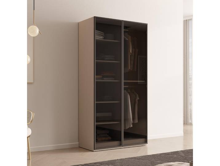 Modularer Kleiderschrank ZEN Cashmere Matt Getöntes Glas Antisol 2-türig Schrank