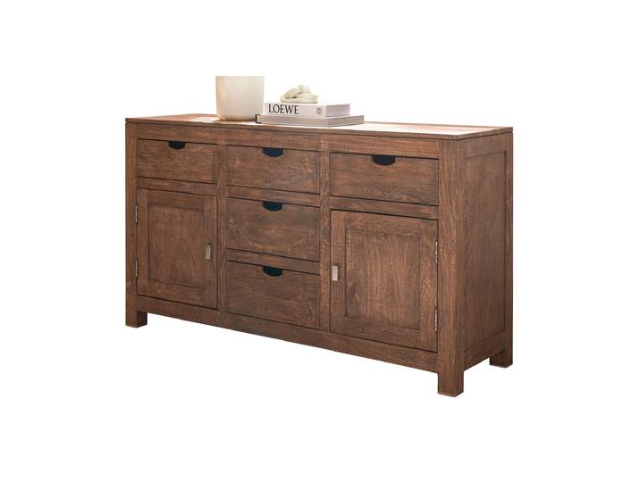 Sideboard 140 cm Mango massiv gebeizt montiert - MANGALA