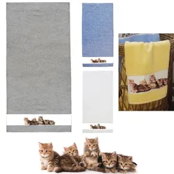 framsohn Frottiertuch Handtuch Duschtuch Gästetuch 'Katzen' (Farbe: Gelb / Größe: Duschtuch 75 x 150 cm)