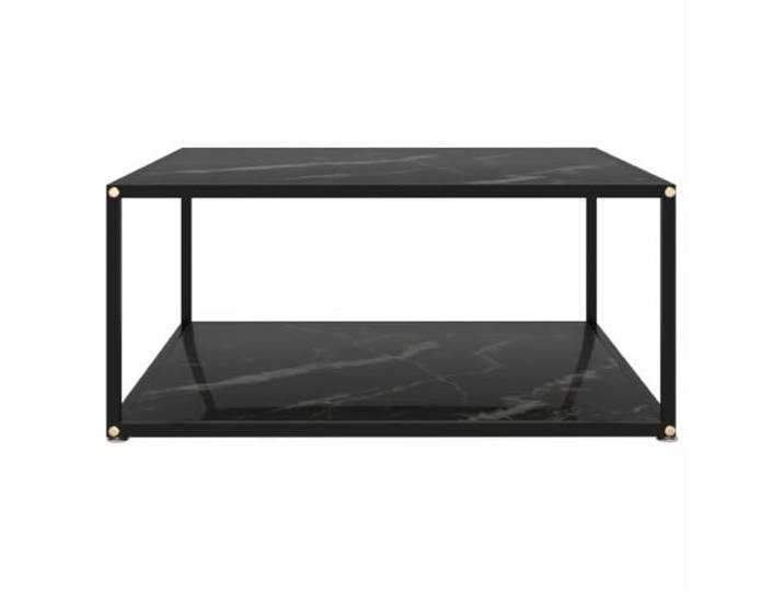 Couchtisch, Schwarz, 80x80x35cm, Sicherheitsglas Zweistöckiges Design, pulverbeschichteter Stahl, leicht zu reinigen, Wohnzimmer, Snacks, Bücher