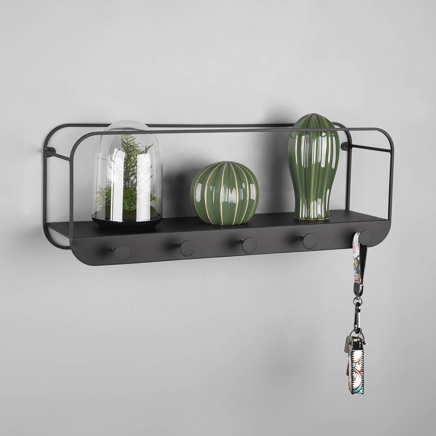 Mirrors and more Kapstok Linda met 5 haken, zwart, B: 50 cm, D: 15 cm