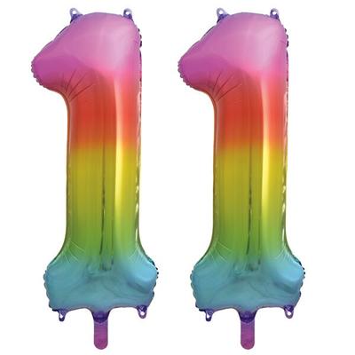XL Folienballon Regenbogen Zahl 11