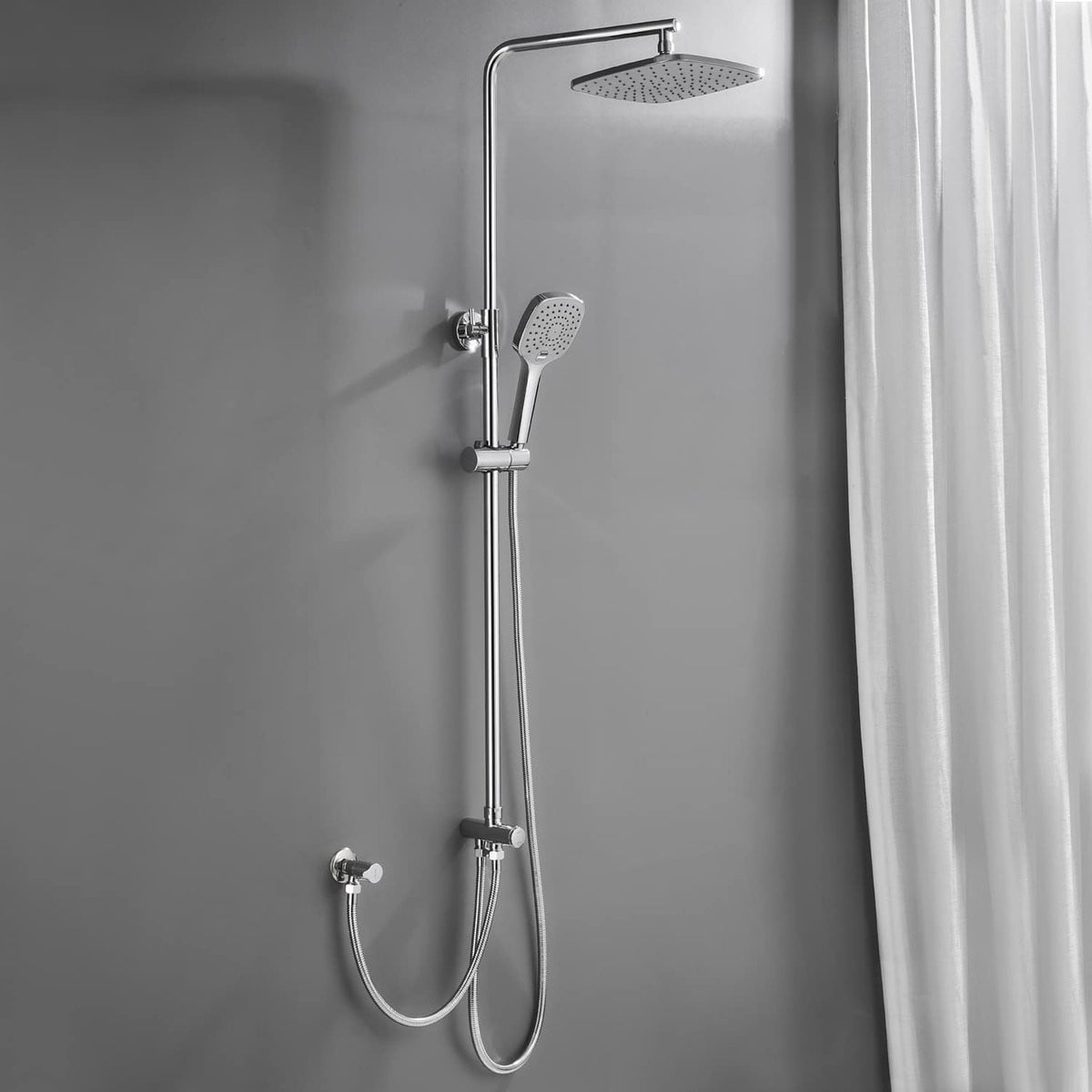 WOOHSE Modern Doucheset van Roestvrij Staal met Regen Douche, Handdouche en Massagestralen in Chroom/Zilver