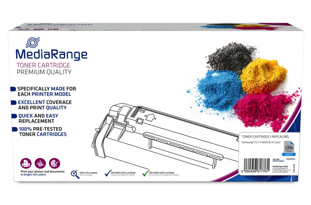 MediaRange MRSAT404SC Toner voor Samsung CLT-C404S/ELS met Chip - Cyan