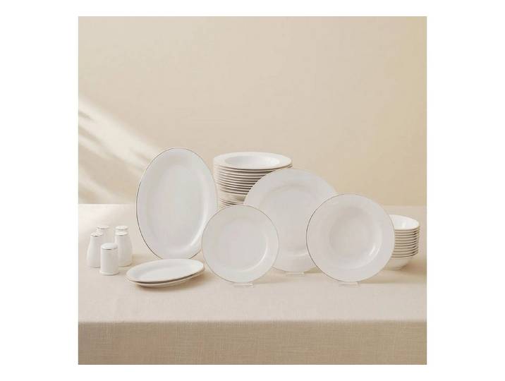 Karaca Geschirr-Set Karaca Elegance Bone Lexi Gold Geschirrset 53-tlg für 12 Personen, 12 Personen, KNOCHENPORZELLAN