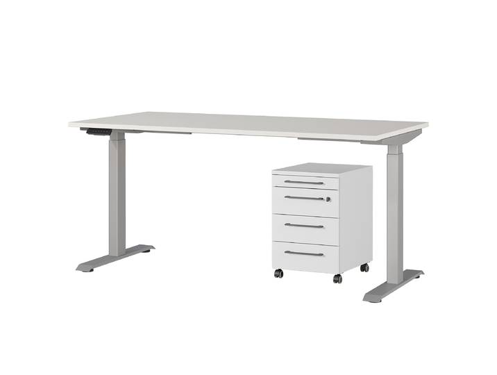 Ensemble de bureau Agenda - Type A 160cm Gris/Gris/Argenté