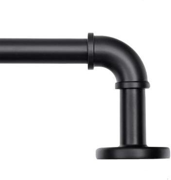 UTOPIA ALLEY Wall Mounted 1 inch Industrial Curtain Rods, Blackout, Wrap Around Curtain Rods, Rustic Style, Matte Black