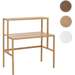 Bambus Pflanzenregal HWC-Q34, Blumentreppe Blumenständer Pflanzentreppe, 2 Ablagen 100x90x50cm ~ natur