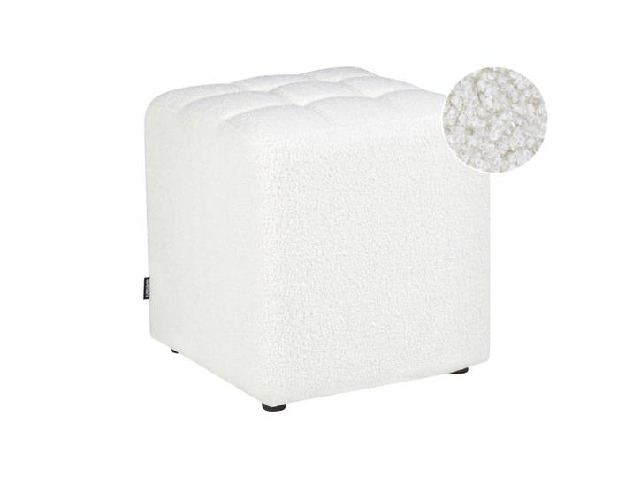 POUF Bouclé Weiß Kansas