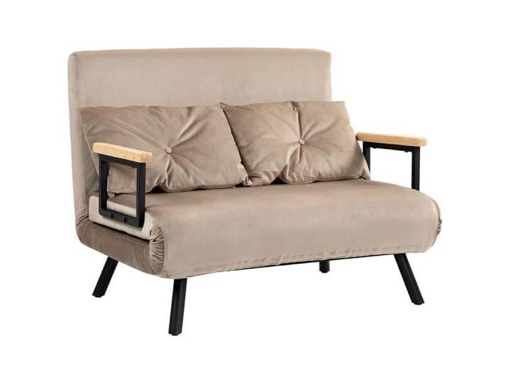 Canapé Clic-Clac - SOGEU - 102x73x81 cm - Velours marron - Dossier 5 positions - Cadre acier