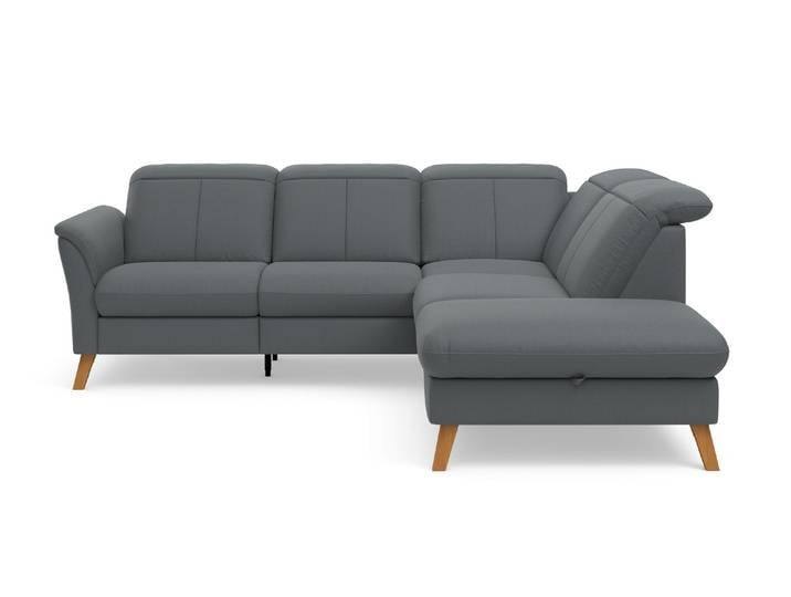 Ecksofa, Dunkelgrau, 250x220 cm, 100% Polyester, TV-Funktion & Bettkasten, Modern, sit&more
