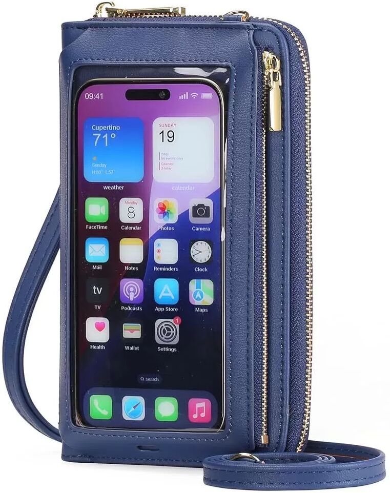 INF Touchscreen Crossbody Handytasche - Anti-Diebstahl Multifunktionale Damen Schulter Mini Geldbörse Blau