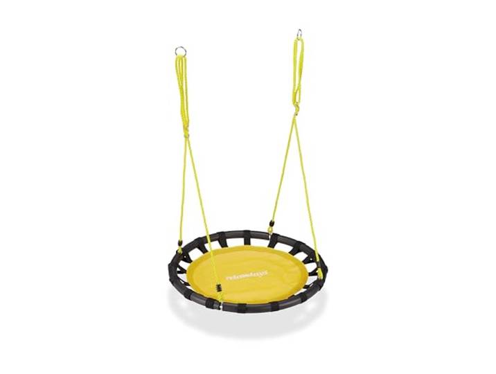 Relaxdays Balançoire nid d'oiseau Rond 80 cm à Suspendre Panier Enfant Adulte Jardin extérieur 100 kg\, Jaune